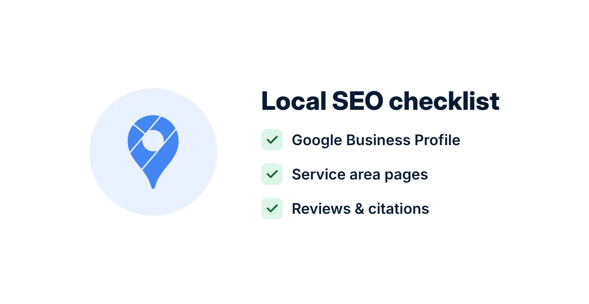 Google Maps pin with a local SEO checklist