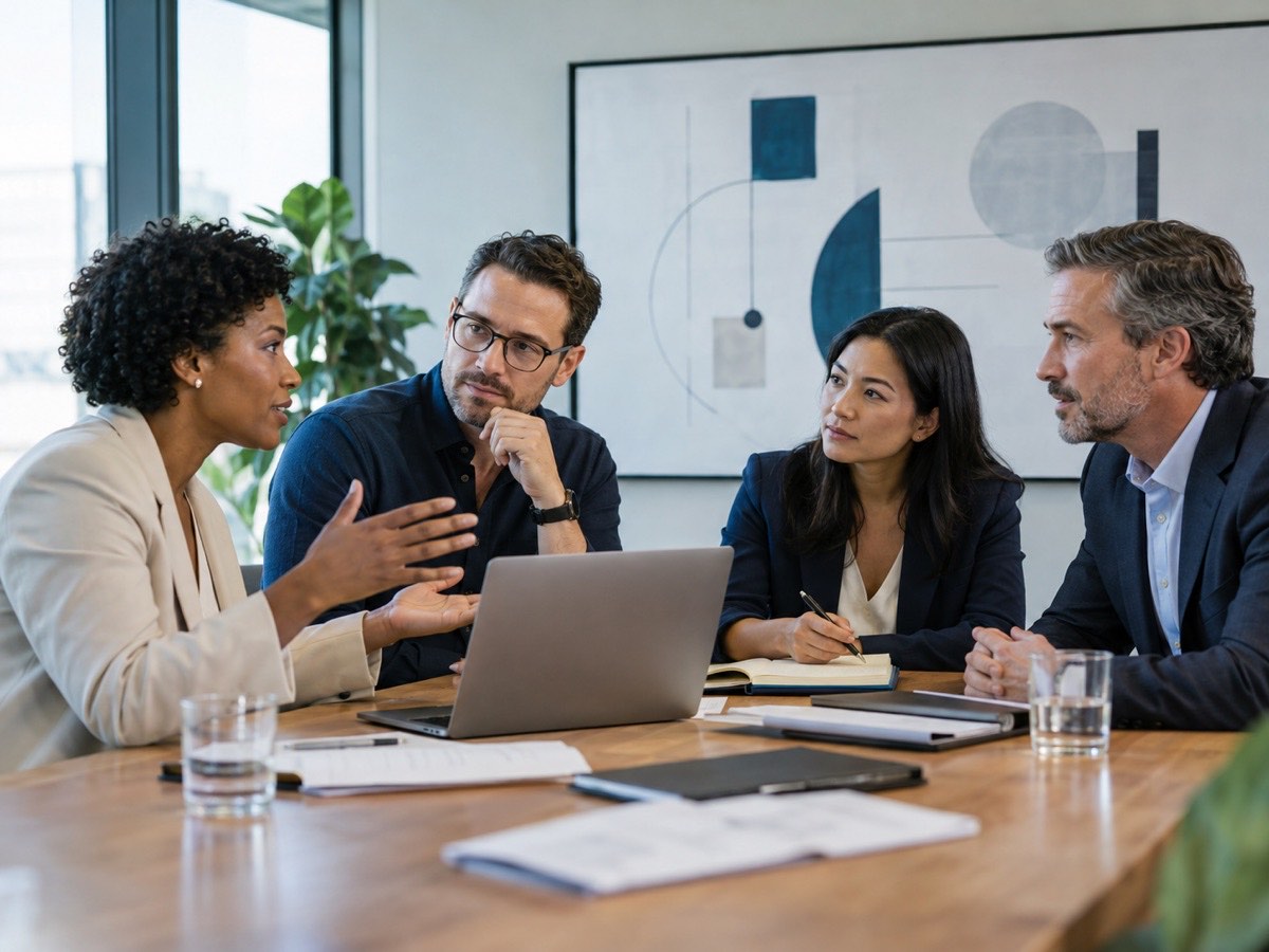 Consultants meeting around a table