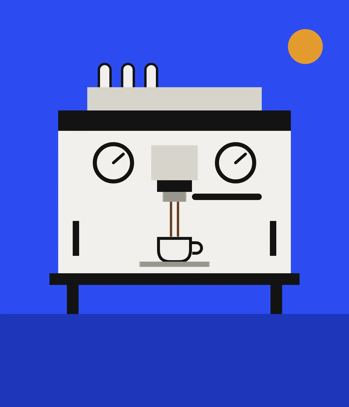 Espresso machine pulling a fresh shot into a small cup