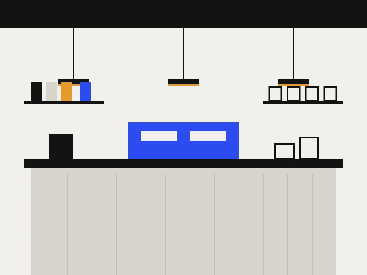 Minimal espresso bar counter with pendant lights