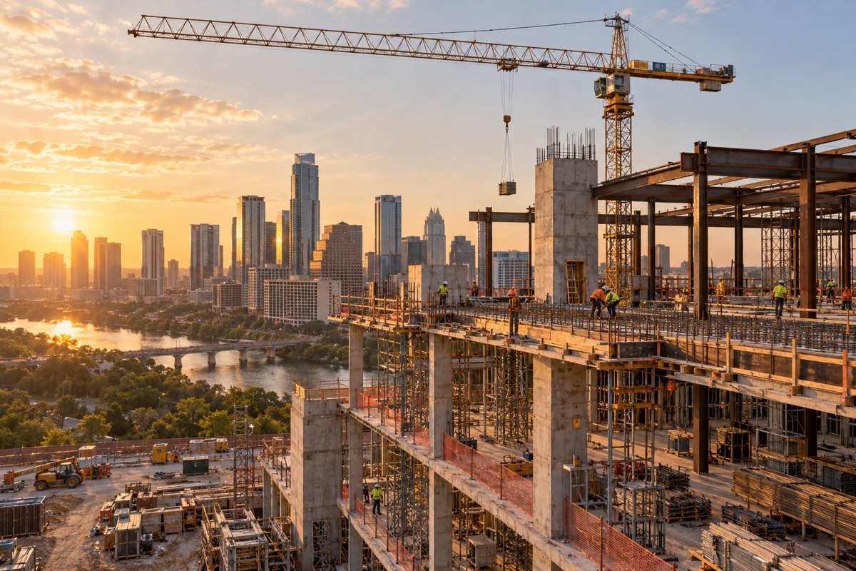 Commercial building under construction in Austin for the Stonebridge website demo
